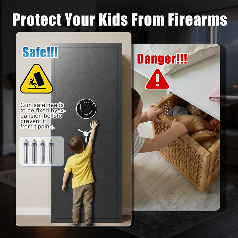 Coffre-fort pour armes à feu 8 à 12 pièces avec tablettes réglables et armoire intérieure