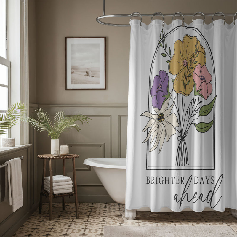 Mod Blooms - 1 Piece Standard Shower Curtain, 74"H x 71"W