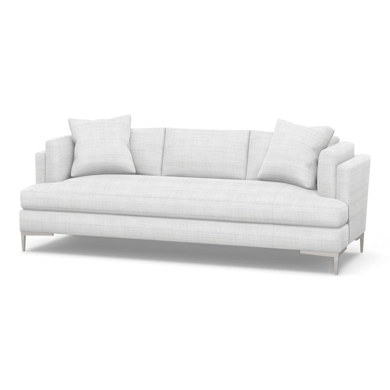 Aiden Upholstered 90.5'' Sofa, Polished Stainless, Perigold Ishi Blanca