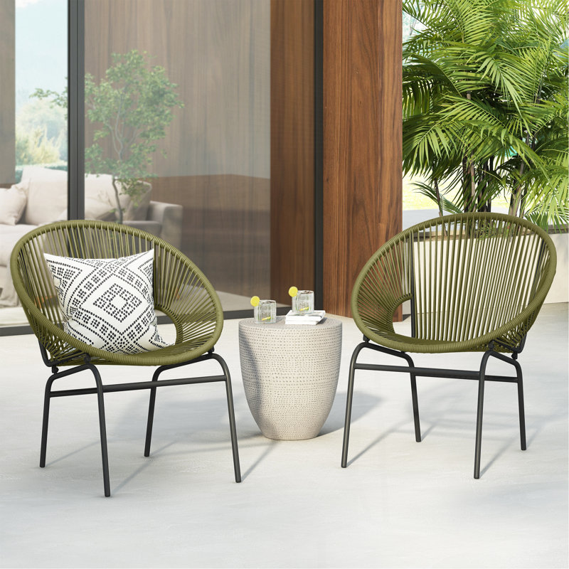 OUDOOR WICKER CHAIR, GREEN, SET OF 2, Green