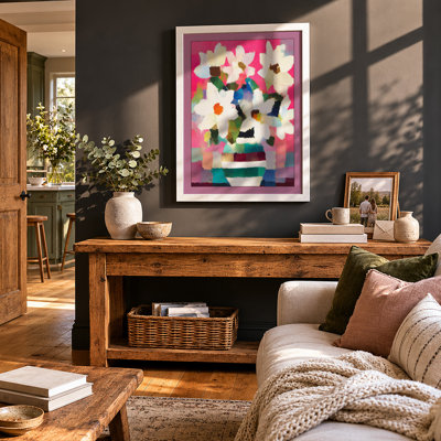 Floral Geometric Arrangement Modern 1 Piece Single Picture Frame Wall Art