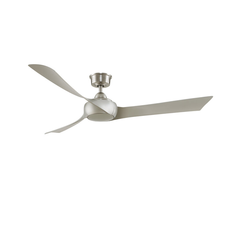 Wrap Custom 60 inch Indoor/Outdoor Ceiling Fan - Brushed Nickel with Weathered Wood blades, Weathered Wood, Brushed Nickel