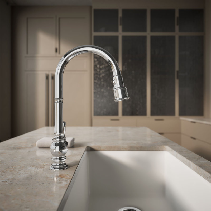 Artifacts® Pull Down Single Handle Kitchen Faucet, Polished Chrome