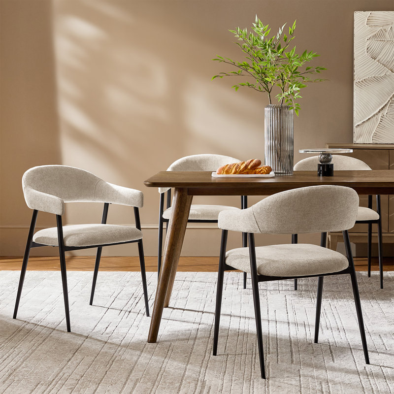 Remedios Modern Dinning Chair With Metal Legs, 4, Tan