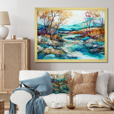 "Turquoise and Brown", impression sur toile encadrée