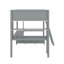 Lit mezzanine double avec bureau en L à rangement multiple, lumière DEL et station de charge USB, banc de rangement avec 2 tiroirs-548150057