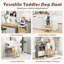 Tour de cuisine pliable 3-en-1 pour tout-petits avec table de lavage tableau noir Costway