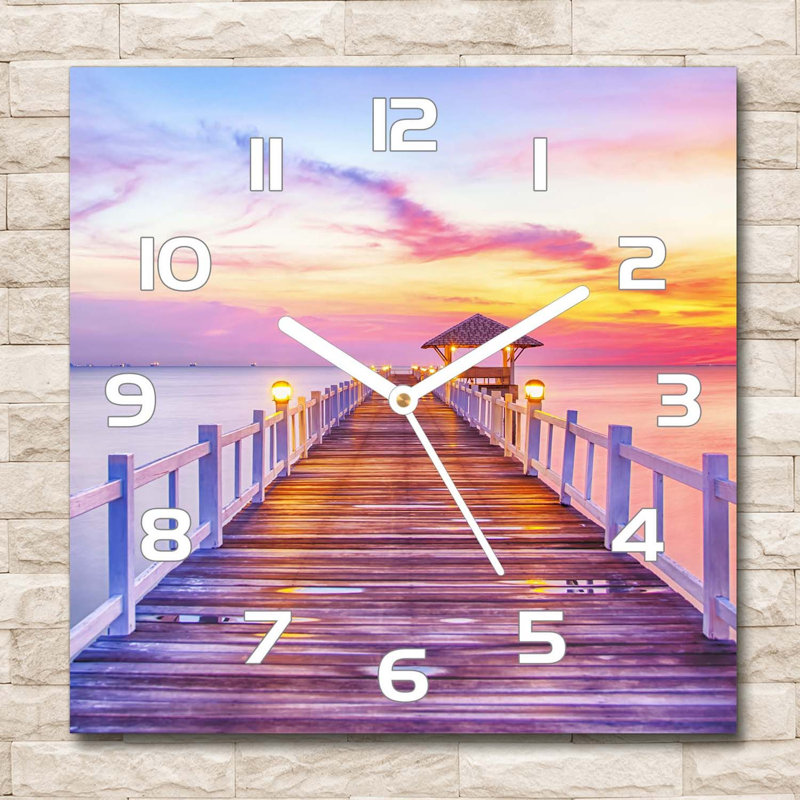 Inacio Glass Wall Clock, White/Purple