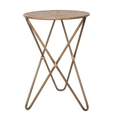 Metal 16.14 in. Brown Side Table