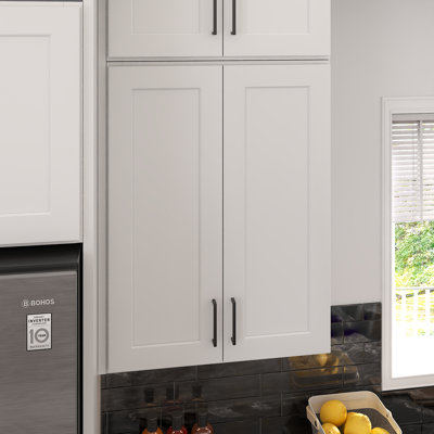 Furinno Shaker Wall Kitchen Cabinet 2-Doors 2-Shelves, Ready to Assemble, 12 D x 27 W x 36 H, White