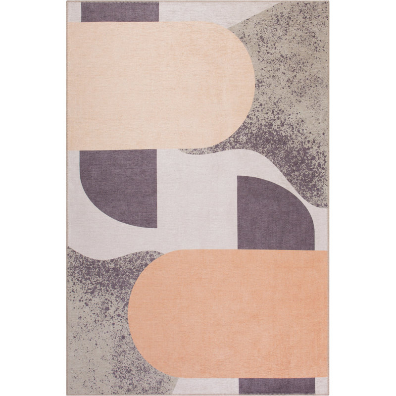 Tapis décoratif beige à motif géométrique tissé, Rectangle 7 pi 7 po x 10 pi 10 po