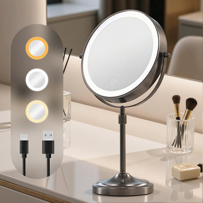9"LED Lighted 1X/10X Magnifying Makeup Mirror
