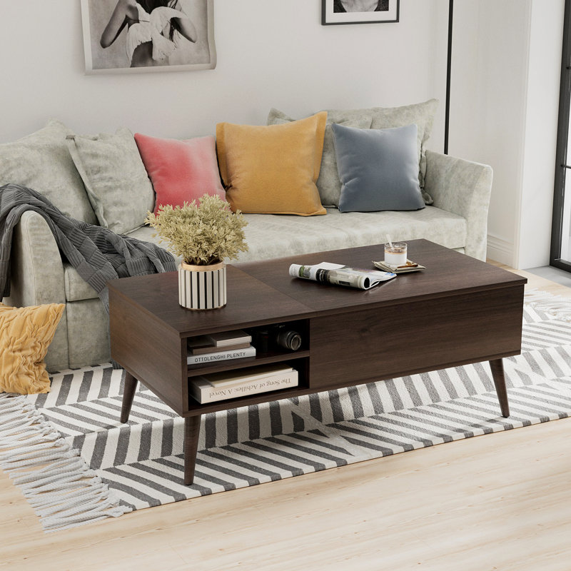 Table basse à 4 pieds avec rangement Lift Top, Espresso