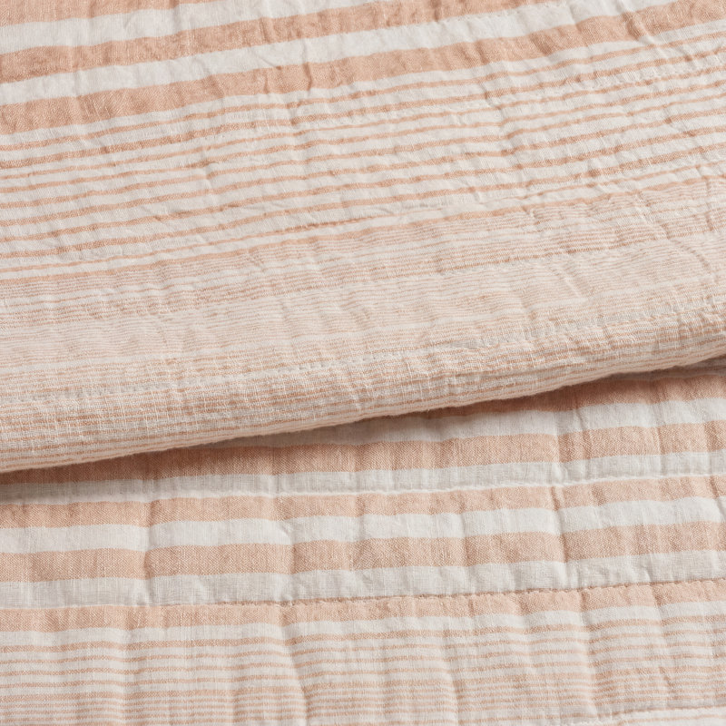 Carolina French Blue Stripe Quilt, Full/Queen Quilt, Orange