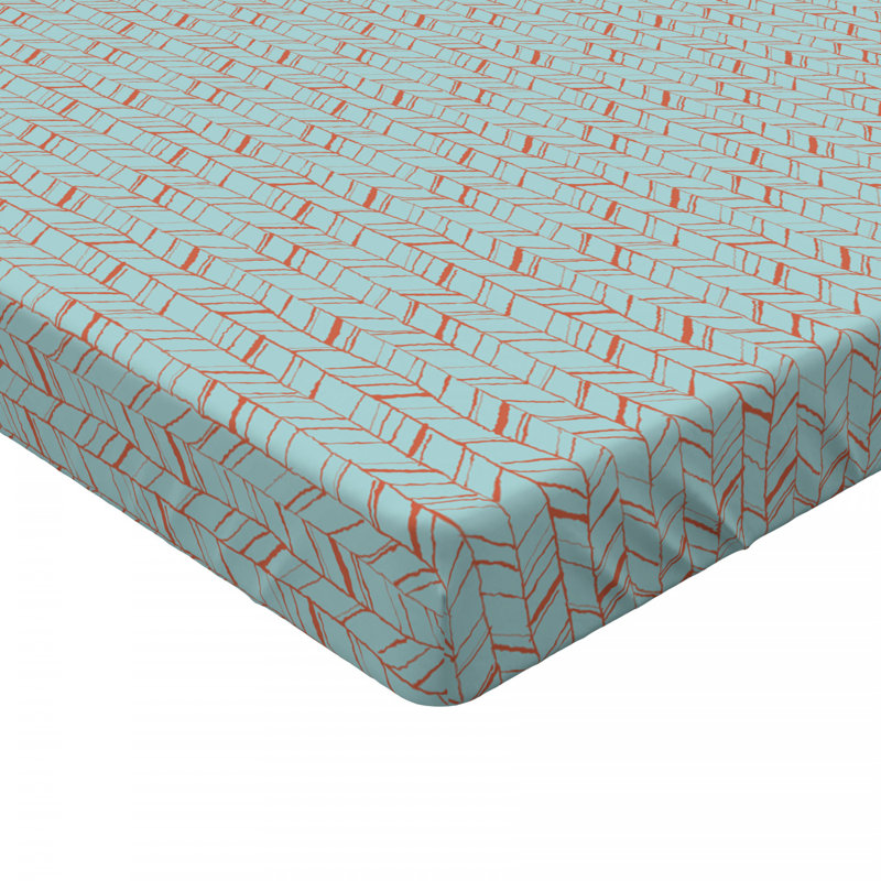 Microfiber Floral Fitted Sheet, Twin XL Fitted Sheet, Orange/Green Geometric