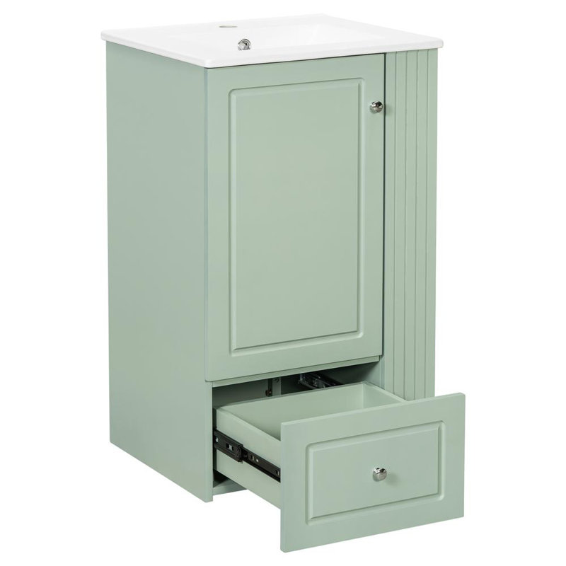 Bathroom Vanity with Ceramic Sink (Green), Green
