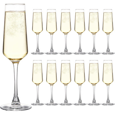 Ensemble de 12 flûtes à champagne, verres à vin mousseux de 7,5 oz de long et transparents pour les mariages, les fêtes, les anniversaires et les bars à domicile