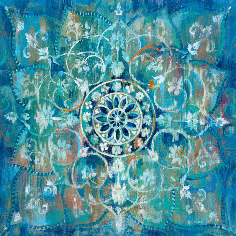 Mandala I - impression d'art graphique, H 24 po x l 24 po x p 1 po, Papier encadré blanc
