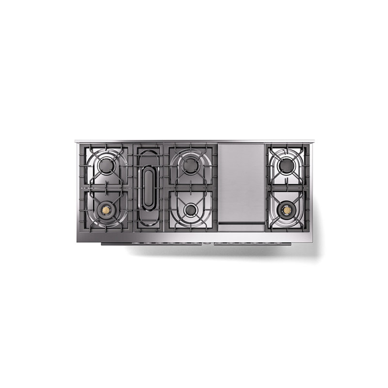 ILVE Professional Plus II 60 in Dual Fuel Range 9 Burner, Griddle, Glossy Black/Stainless Steel, Liquid Propane