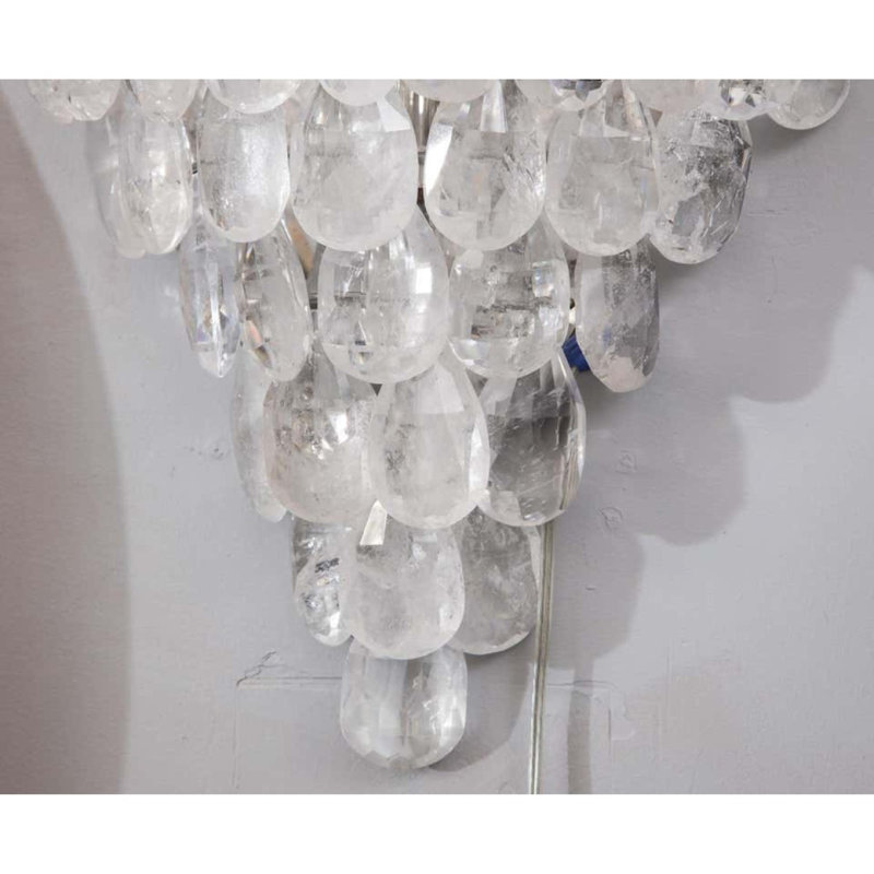 Lustre en cristal de roche à fixation encastrée Organic, Fumée, 14" Width x 6" Depth x 14" Height, Plaqué argent