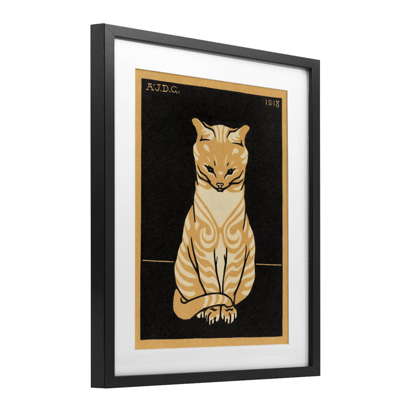 «Cats», affiche rétro sous verre, conception par Julie de Graag, Cadre noir minuit, H 16 po x l 13 po