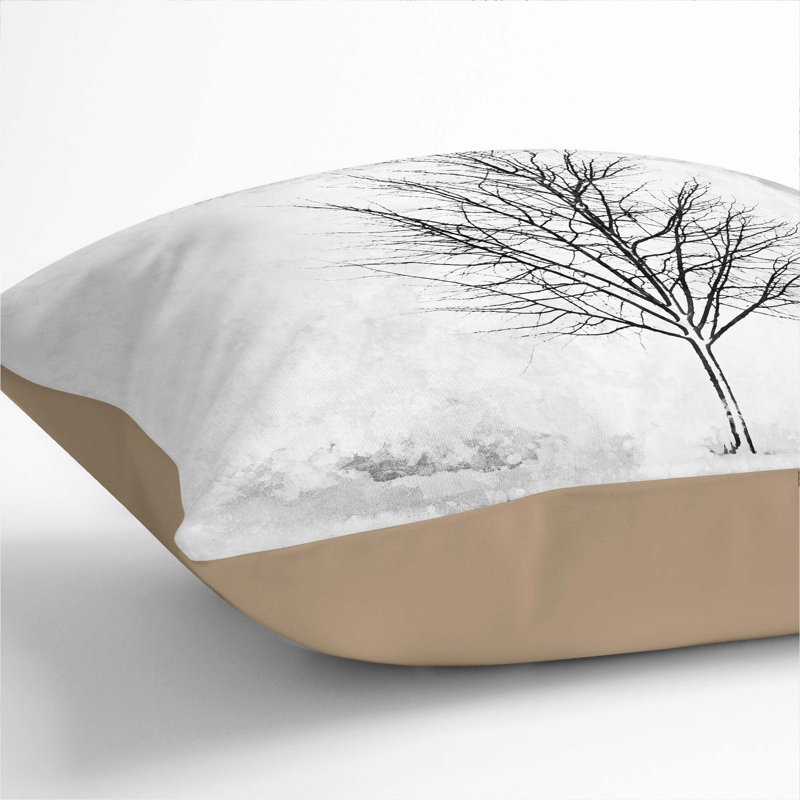 Lone Tree at Winter Cushion with Filling, Stone, 40cm H x 40cm W x 15cm D