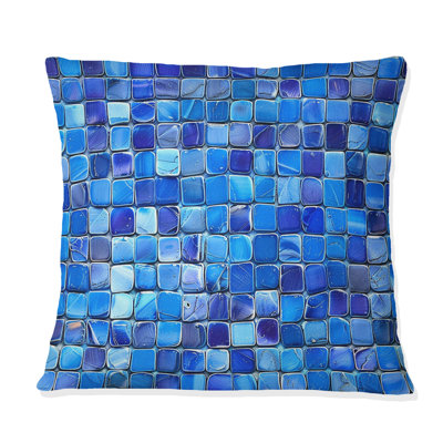 Blue  Modern Mosaic Tiles IV - Modern Throw Pillow