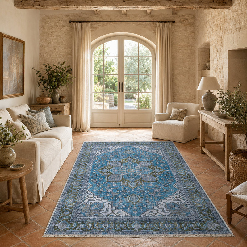 Floral Cotton and Chenille Flatweave Area Rug, 200 x 300 cm
