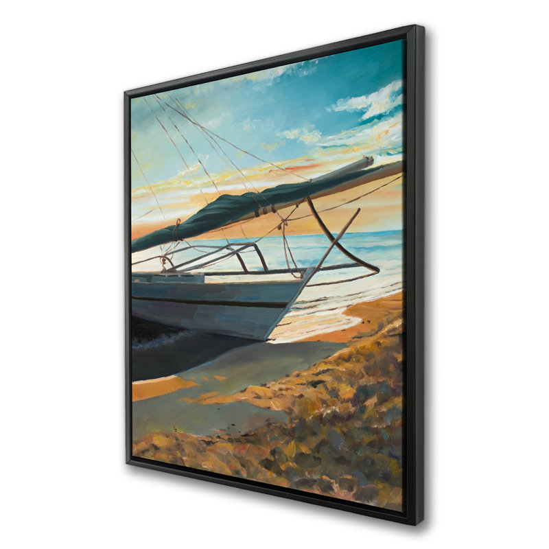 Peaceful seaside - Exotic framed canvas for bathroom decor