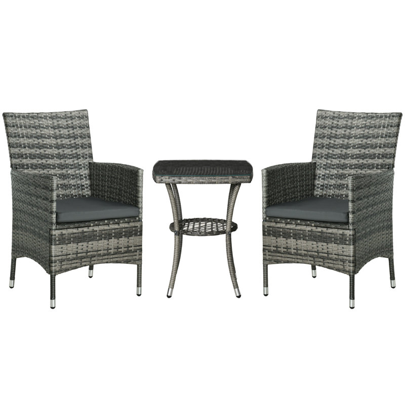 Wicker and Steel Patio Dining Set Table,