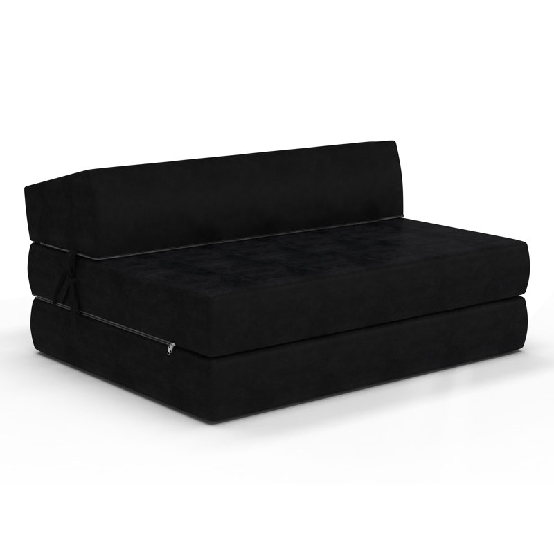 Futonsofa Arjeta 121Cm Wide Back Futon Sofa, Black