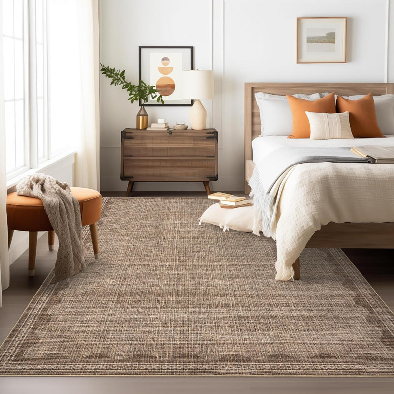 Tapis moderne à bordure moderne Tapis festonné contemporain Tapis lavable Tapis antidérapant Tapis décoratif minimaliste pour la décoration intérieure