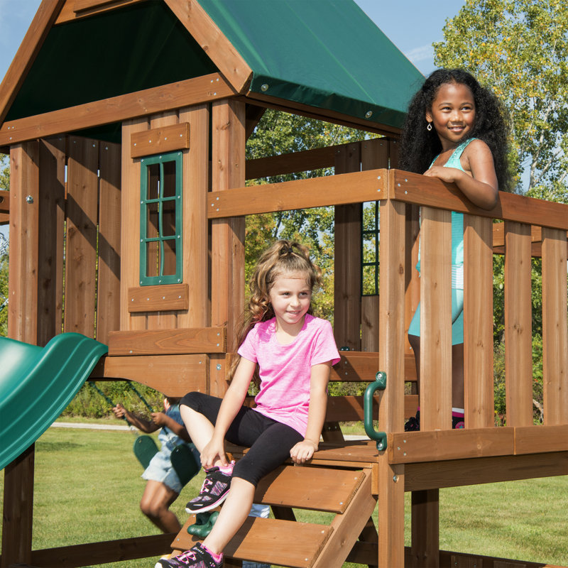 Knightsbridge Plus Large Wooden Swing Set with Canopy Roof