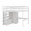 Lit mezzanine double en bois avec garde-robe intégrée, bureau, tablettes de rangement et tiroirs-1659463984