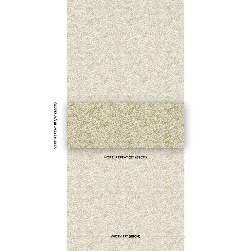 Papier peint Willow Leaf, Vert