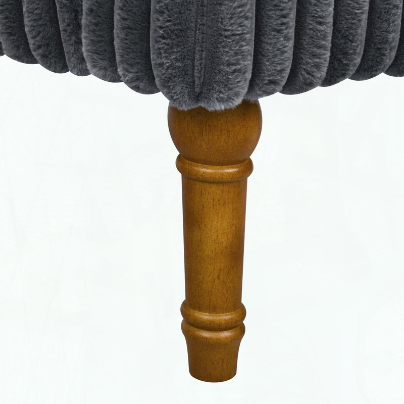 Fauteuil d'appoint en velours côtelé large Wale - Pieds en bois massif de 9 po - Gris foncé, Gris foncé