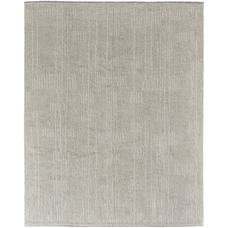 Tapis ivoire en coton / laine noué à la main Jalliyah, Rectangle 11 pi 6 po x 15 pi