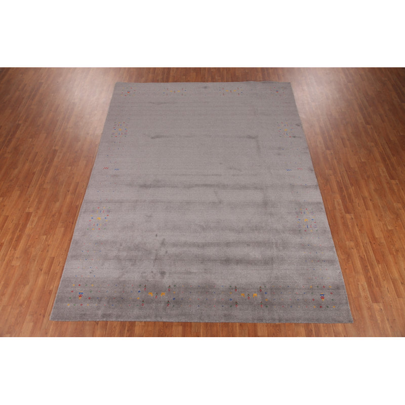 Zone tribale grise de style Gabbeh oriental 9 x 12