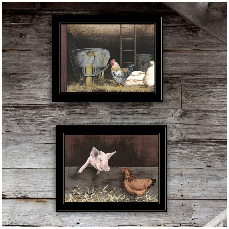 "Bacon & Eggs" 2-Piece Vignette By Billy Jacobs, Black Frame
