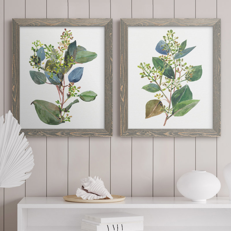 «Seeded Eucalyptus I», ensemble de 2 reproductions d'art sur toile, H 20 po x l 34 po x P 1,5 po, Gris