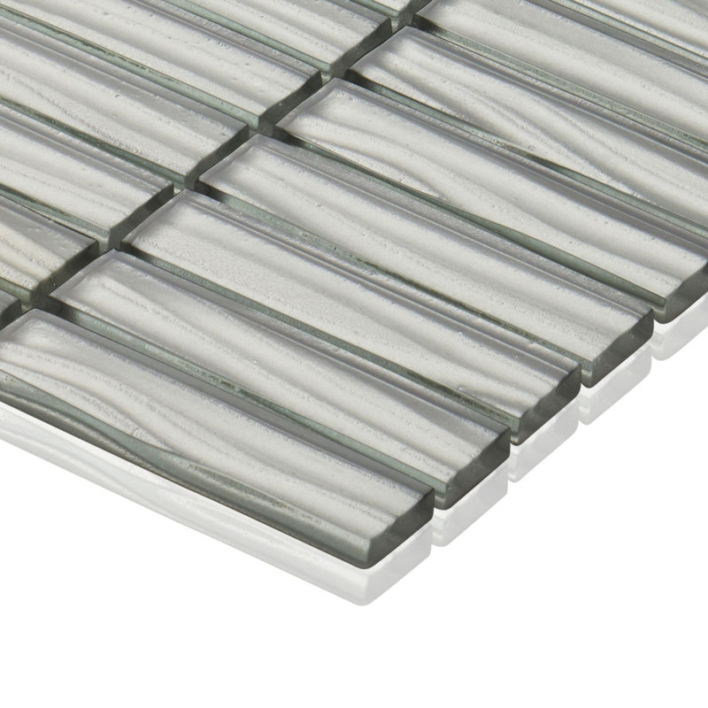 1" x 4" Glass Grid Mosaic Tile, Gray