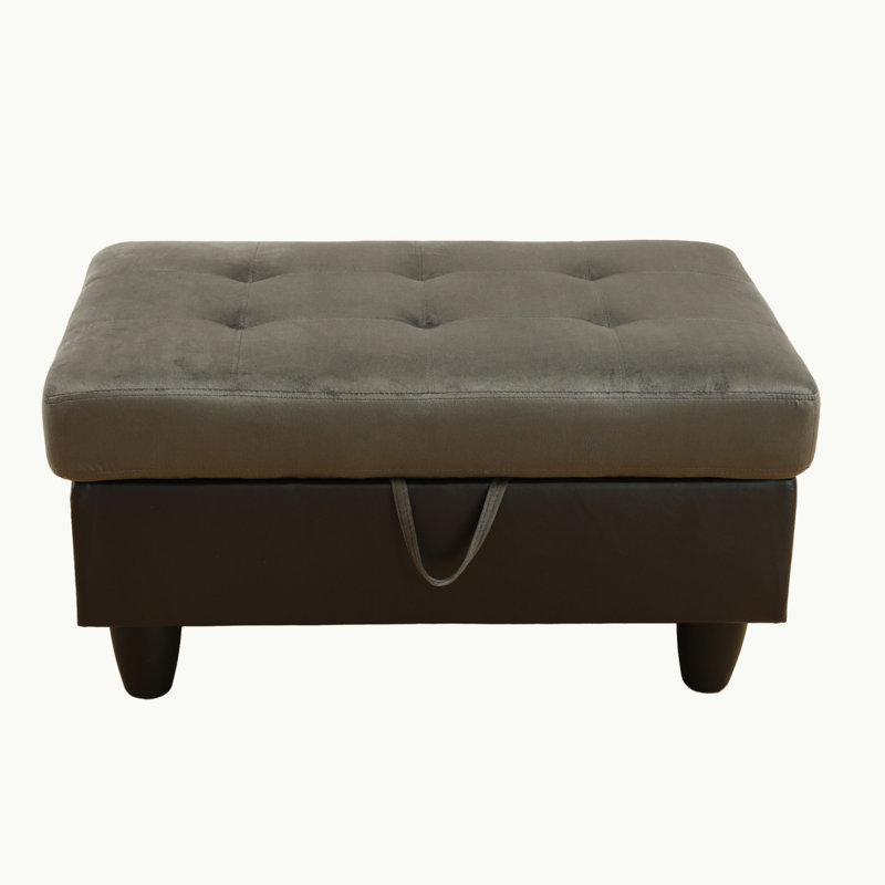 Darryn 35" Wide Upholstered Storage Ottoman, Taupe Cotton Blend