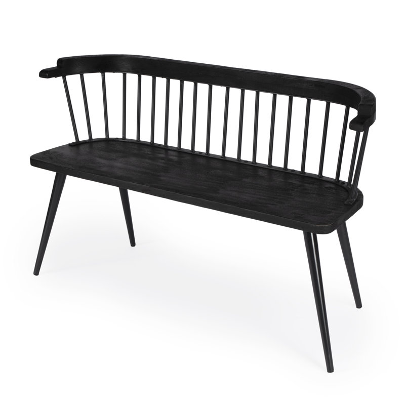 Tempe Mango Wood Spindle Back 51.25"W Bench, Black
