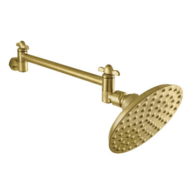 Kingston Brass Victorian 5-1/4-Inch Round Raindrop Brass Shower Head with 10-Inch High-Low Adjustable Shower Arm