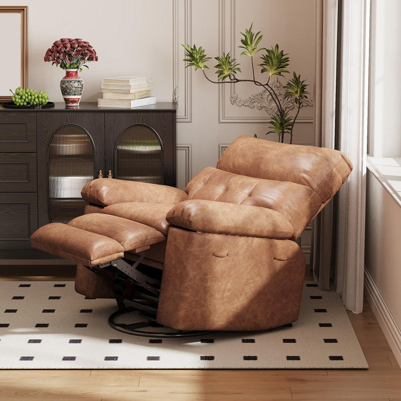 37.4" Wide Oversized Recliner Chair, PU Leather Manual Recliner with 1.5X Sponge Filling, Cagnac