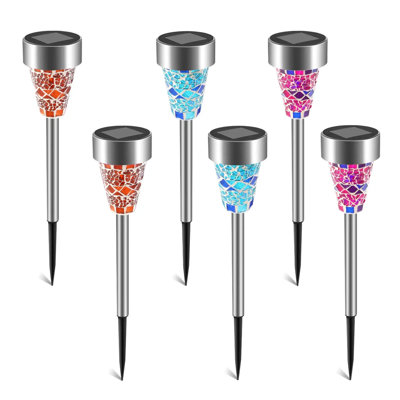 Paquet de 6 lumières de sentier solaires extérieures, Ip44 imperméable, éclairage 8H, coquillages colorés pour le jardin / l'allée