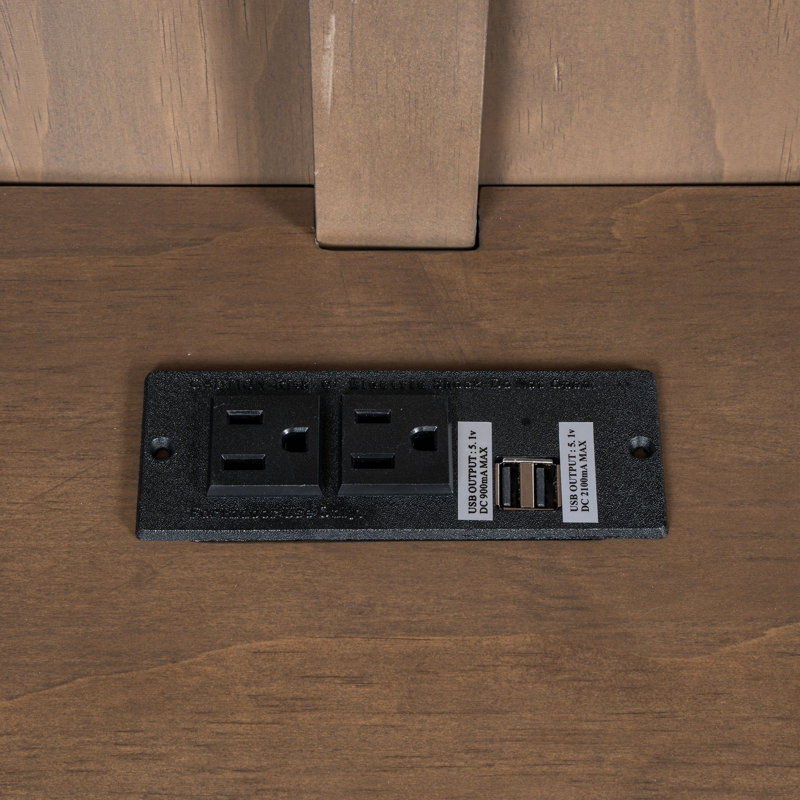 Lit de jour en bois pleine grandeur avec tablettes de rangement, USB, DEL et lit gigogne, Brown