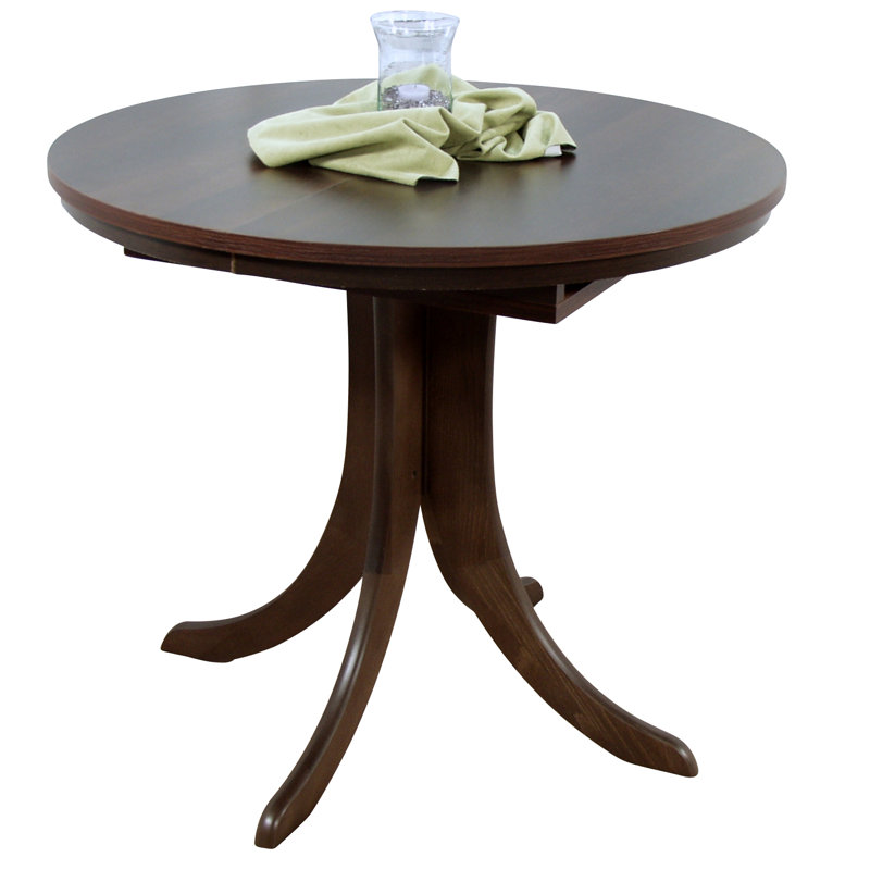 Stephan Extendable Round Solid Wood Base Dining Table, Walnut