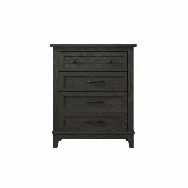 Commode spacieuse à 4 tiroirs pour la chambre à coucher, Noir