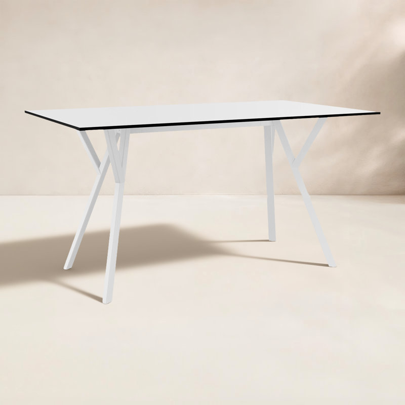 Pontus Rectangular Outdoor Dining Table ,, White, 31.5'' W x 55'' L x 29.5'' H